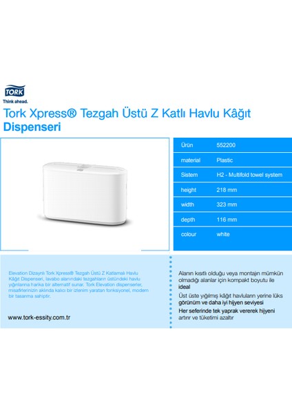 552200 Xpress® Tezgah Üstü Z Katlı Havlu Kâğıt Dispenseri