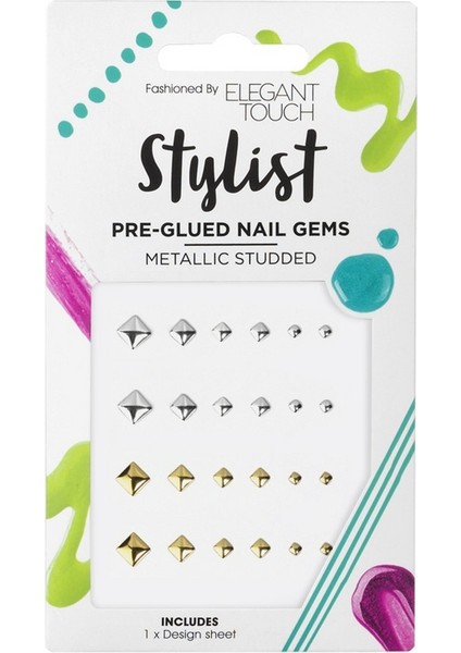 Tırnak Susu Stylıst Pre Glued Naıl Gems-Metallıc Studded