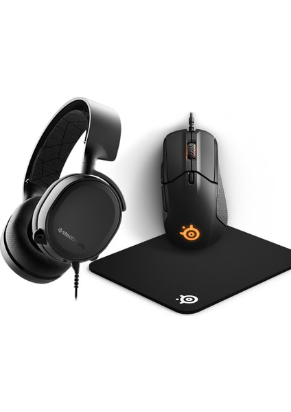 Arctis 3 2019 + Rival 310 Mouse + QCK Mass Mouse Pad
