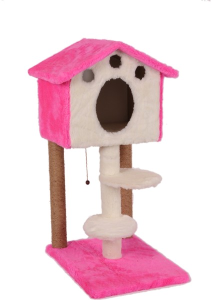 Kedi Tırmalama Platformlu Ev S6 Pembe 98 cm