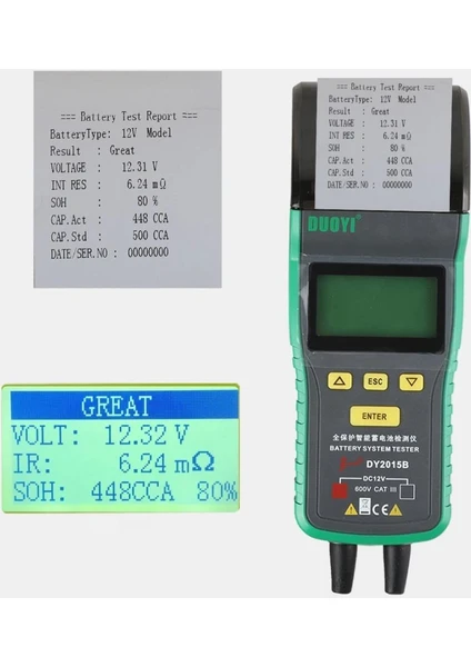 Duoyı DY2015B Termal Yazıcılı Otomotiv Akü Sistemi Test Cihazı 12V