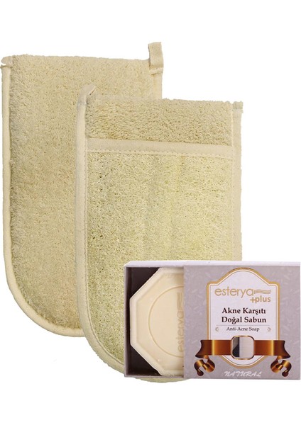 Ipek Naturel Kabak Lifi Kese Çift Taraflı El Geçmeli + Sabunu Banyo Hamam Kesesi Spa Seti