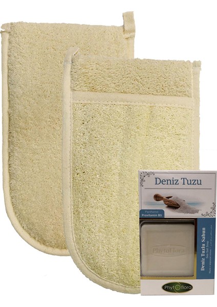 Ipek Naturel Kabak Lifi Kese Çift Taraflı El Geçmeli + Deniz Tuzu Sabunu Banyo Hamam Kesesi Spa Seti
