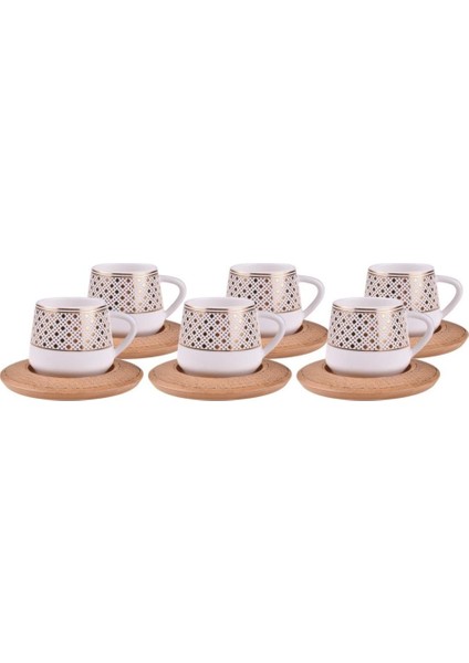 Hanzade 6 Kişilik Kahve Takımı Desen Altlıklı