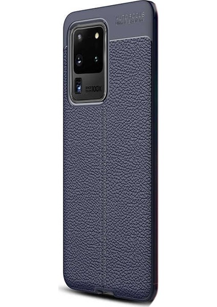 Samsung Galaxy S20 Ultra Kılıf Niss Silikon Deri Görünümlü Lacivert