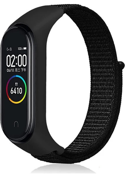 Xiaomi Mi Band 3 Kılıf Kumaş CırtCırt Kordon Velcro Siyah