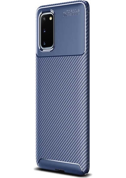 Samsung Galaxy S20 Plus Kılıf Negro Karbon Dizayn Silikon Lacivert