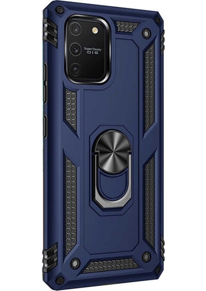 S10 Lite Kılıf Tank Koruma Vega Standlı Yüzüklü Mıknatıslı Lacivert