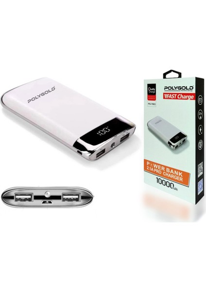 Powerbank 2.1 Amper Pro Fast Quality Charge Led Ekranlı 10.000mAh PG 7063