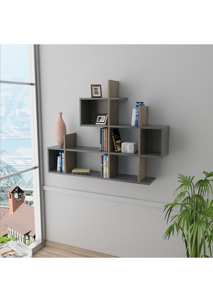 Enky Duvar Raf Antrasit & Ceviz