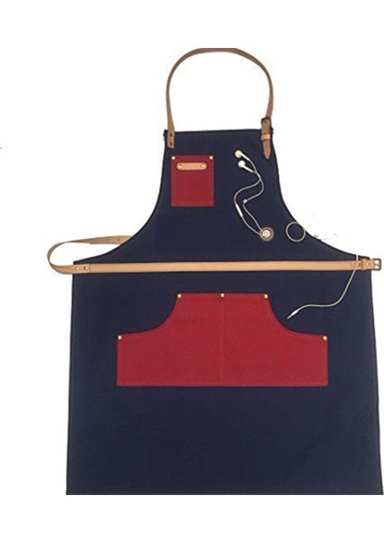 Nakışlı Boyundan Askılı Master Chef Barista Mutfak İş Önlüğü Garson Kuaför Tattoo Önlük Kırmızı