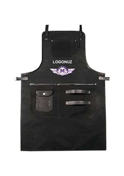 Nakışlı Boyundan Askılı Master Chef Barista Mutfak İş Önlüğü Garson Kuaför Tattoo Önlük Siyah