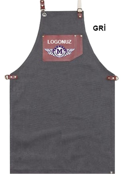 Nakışlı Boyundan Askılı Master Chef Barista Mutfak İş Önlüğü Garson Kuaför Tattoo Önlük Gri fiyatları