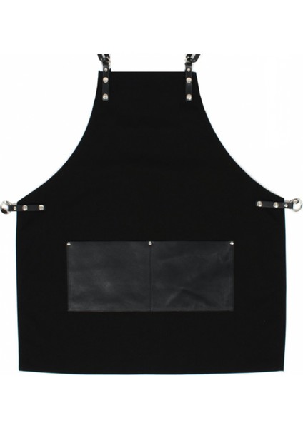 Nakışlı Boyundan Askılı Master Chef Barista Mutfak İş Önlüğü Garson Kuaför Tattoo Önlük Siyah