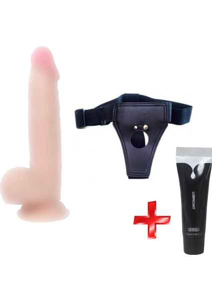 Yumuşak Dokulu Belden Bağlamalı Kemerli 20 cm  Penis + Jel