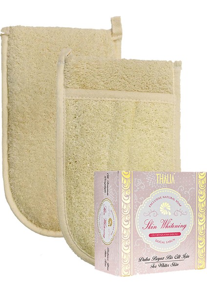 Ipek Naturel Kabak Lifi Kese Çift Taraflı El Geçmeli + Skin Whiting Sabunu Banyo Hamam Kesesi Spa Seti
