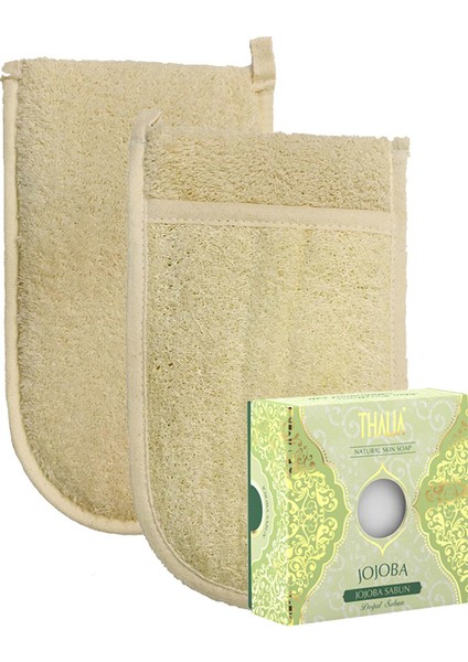 Ipek Naturel Kabak Lifi Kese Çift Taraflı El Geçmeli + Jojoba Sabunu Banyo Hamam Kesesi Spa Seti