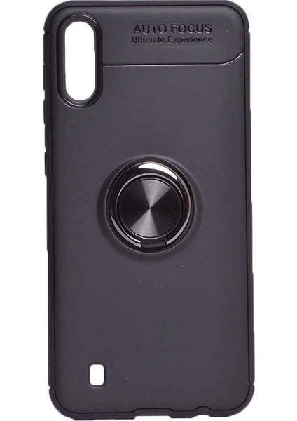 Case 4U A01 Kılıf Autofocus Shockprof Ravel Yüzüklü Standlı Slikon Kapak Siyah