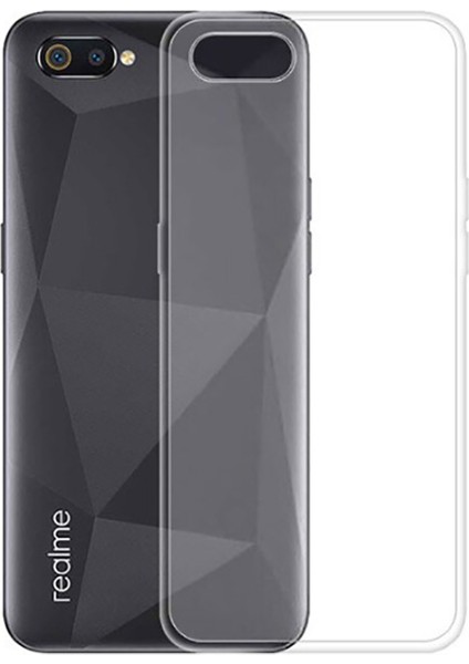 Realme C2 Kılıf A+ Şeffaf Lüx Süper Yumuşak 0.3mm Ince Slim Silikon + Cam Ekran Koruyucu Şeffaf