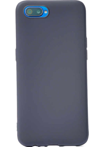 Realme C2 Kılıf Klasik Mat Renkli Yumuşak Premier Silikon + Cam Ekran Koruyucu Siyah