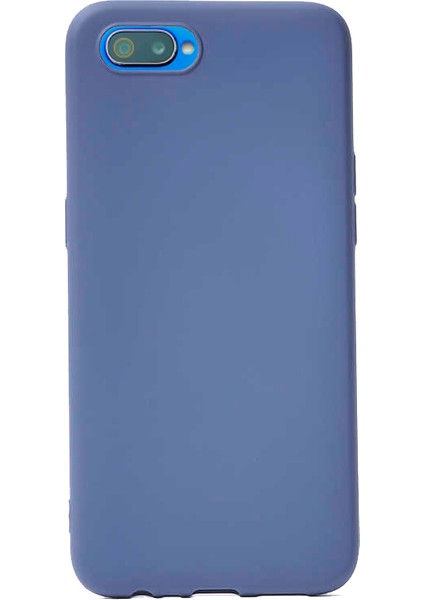 Realme C2 Kılıf Klasik Mat Renkli Yumuşak Premier Silikon + Cam Ekran Koruyucu Lacivert