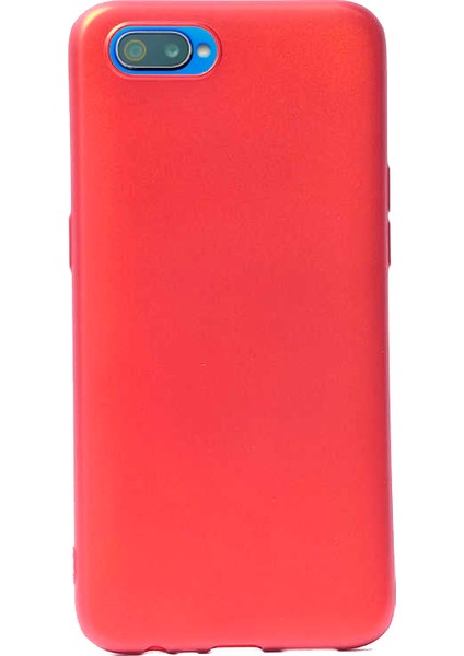 Realme C2 Kılıf Klasik Mat Renkli Yumuşak Premier Silikon + Cam Ekran Koruyucu Kırmızı
