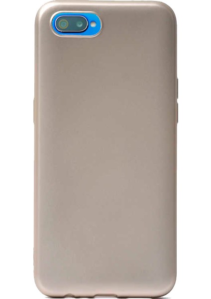 Realme C2 Kılıf Klasik Mat Renkli Yumuşak Premier Silikon + Cam Ekran Koruyucu Altın