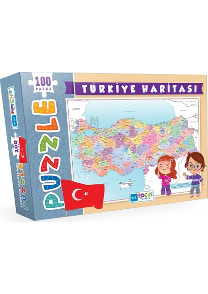 Blue Focus Türkiye Haritası 100 Parça Puzzle