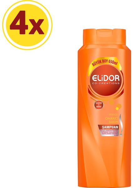 Anında Onarıcı Bakım Saç Bakım Şampuanı 650 ml x4
