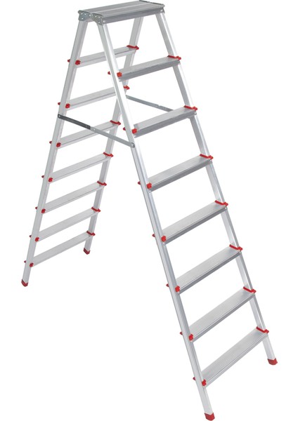 8+8 Basamaklı Çift Çıkışlı Alüminyum Merdiven