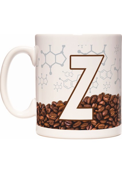 Z Harfli Kahve Kafein Tasarımlı Baş Harf Kupa Bardak