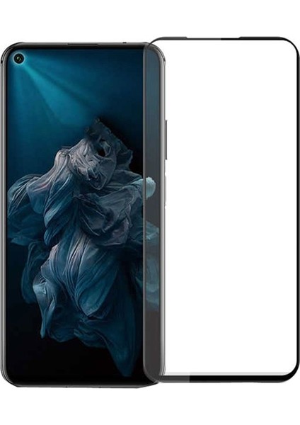 Huawei Nova 5t Full Kapatan Renkli Cam Tam Koruma - Siyah