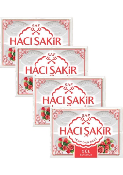 Hacı Şakir Gül Kalıp Sabun 4 x 150 gr x 4 Adet