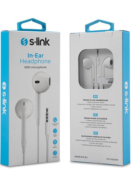 S-link SL-KU170 Kulak İçi Beyaz Mikrofonlu Kulaklık