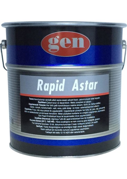 Rapid Endüstiyel Astar 1 kg Gri