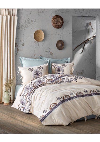 Nostalgic Tek Kişilik Nevresim Takimi Mavera Mavi