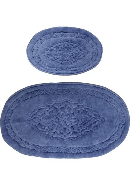 Damaks Oval Cotton Eskitme 2'li Paspas Seti Klozet Takımı Mavi fiyatları