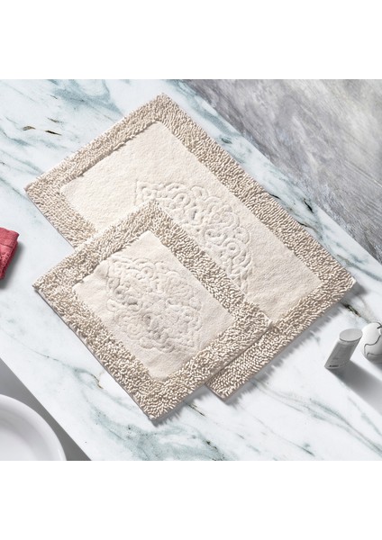 Salina Cotton Makarnalı Yıkanabilir 2'li Paspas Seti Klozet Takımı Cappuccino