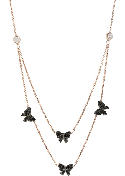 4'lü Kelebek Kolye Rose
