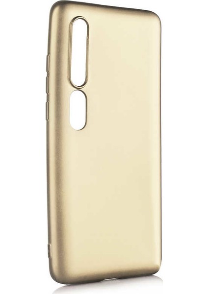 Xiaomi Mi 10 Kılıf Mat Premium Silikon Kılıf - Gold + Tam Kaplayan 3D Cam Ekran Koruyucu