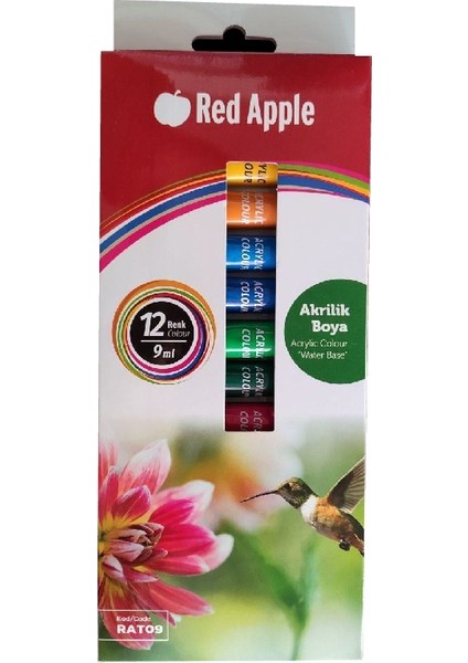 Red Apple  Renkli Akrilik Boya 9 ml 12'li