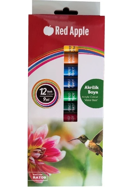 Red Apple  Renkli Akrilik Boya 9 ml 12'li