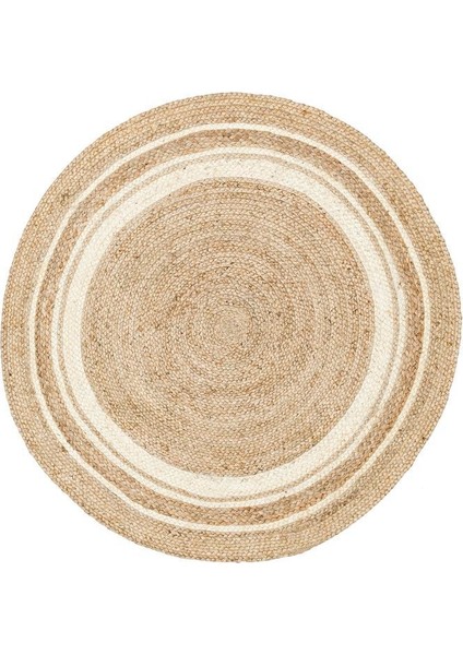 Juno Ech 01 Natural White Jüt El Dokuma Örgü Halı Hasır Kilim 90 x 90 cm