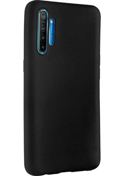 Realme XT Kılıf Klasik Mat Renkli Yumuşak Premier Silikon + Cam Ekran Koruyucu Siyah