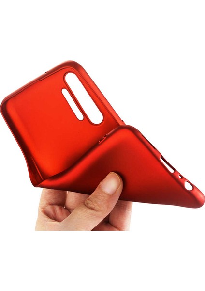 Realme XT Kılıf Klasik Mat Renkli Yumuşak Premier Silikon + Cam Ekran Koruyucu Kırmızı fiyatları