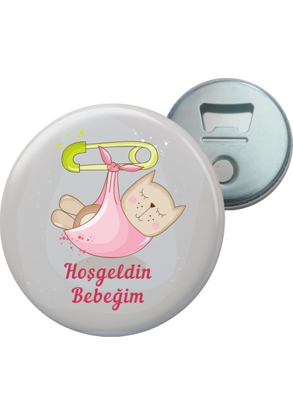 Grafilli Design 013 Hoşgeldin Bebek Kişiye Özel Magnet Açacak - 10 Adet