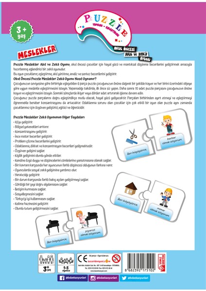 Meslekler Puzzle ve Zeka Oyunu