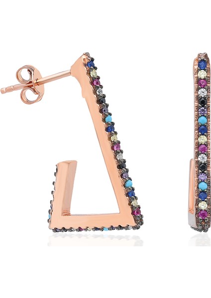 Üçgen Renkli Küpe Rose