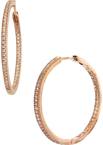 Taşlı Halka Küpe Rose