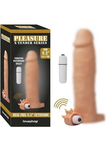 X-Tender 8 cm Dolgulu Titreşimli Realistik Uzatmalı Penis Kılıfı